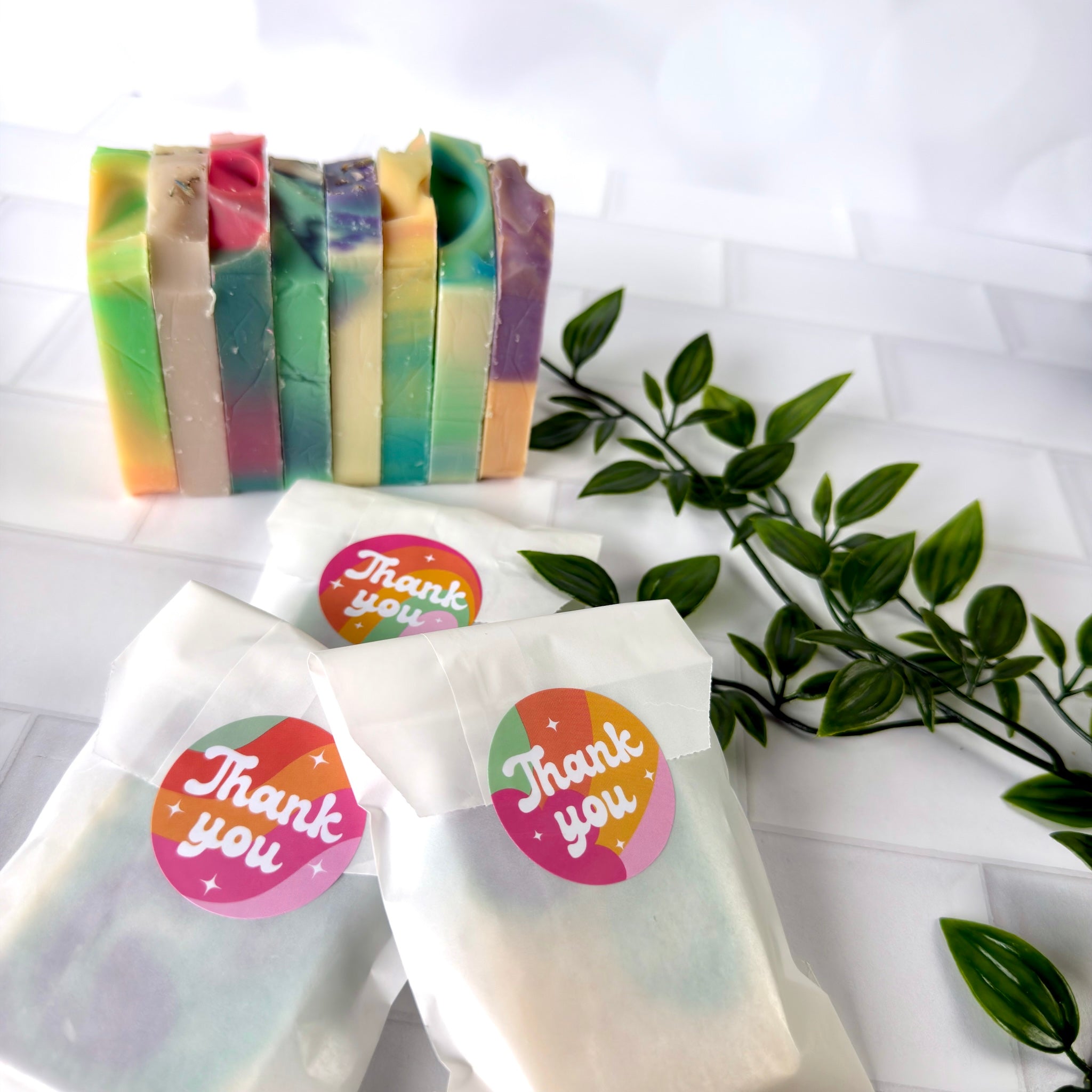 Mini Soap Favors - 6 Bars Wrapped & Stickered